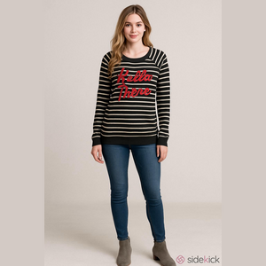 Old Navy Striped Pullover Sweater Hello There Cotton Polyester Women Size XL